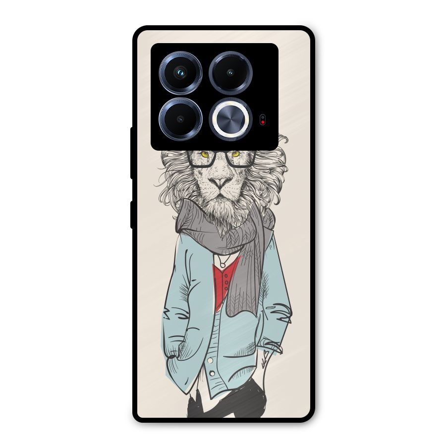 Stylish Lion Metal Back Case for Infinix Note 40 5G