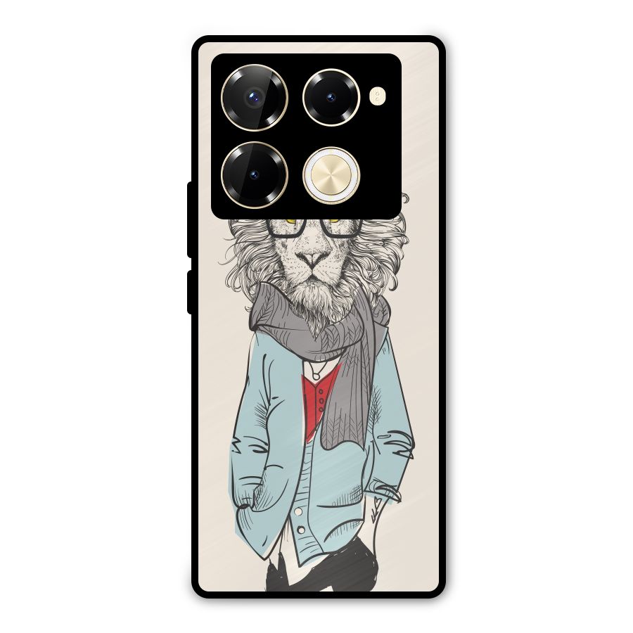 Stylish Lion Metal Back Case for Infinix Note 40 Pro Plus