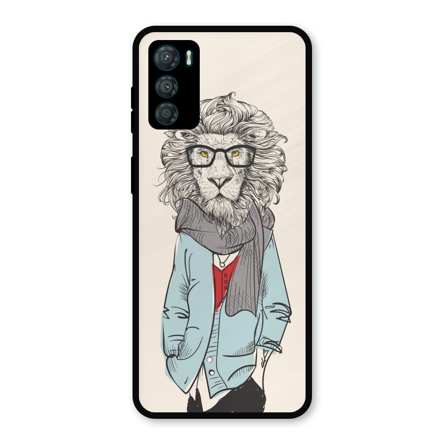 Stylish Lion Metal Back Case for Moto G42