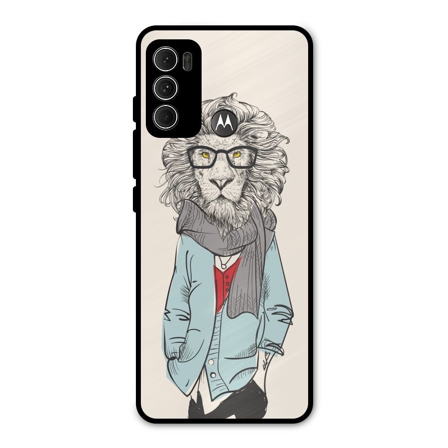 Stylish Lion Metal Back Case for Moto G60