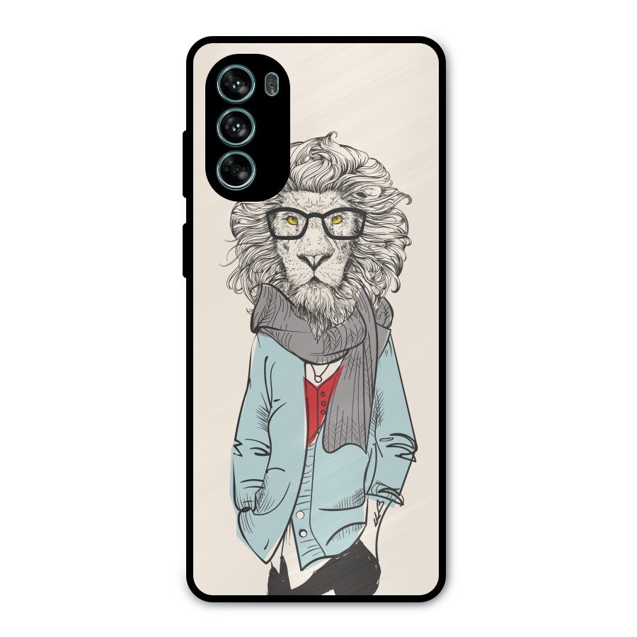 Stylish Lion Metal Back Case for Moto G62