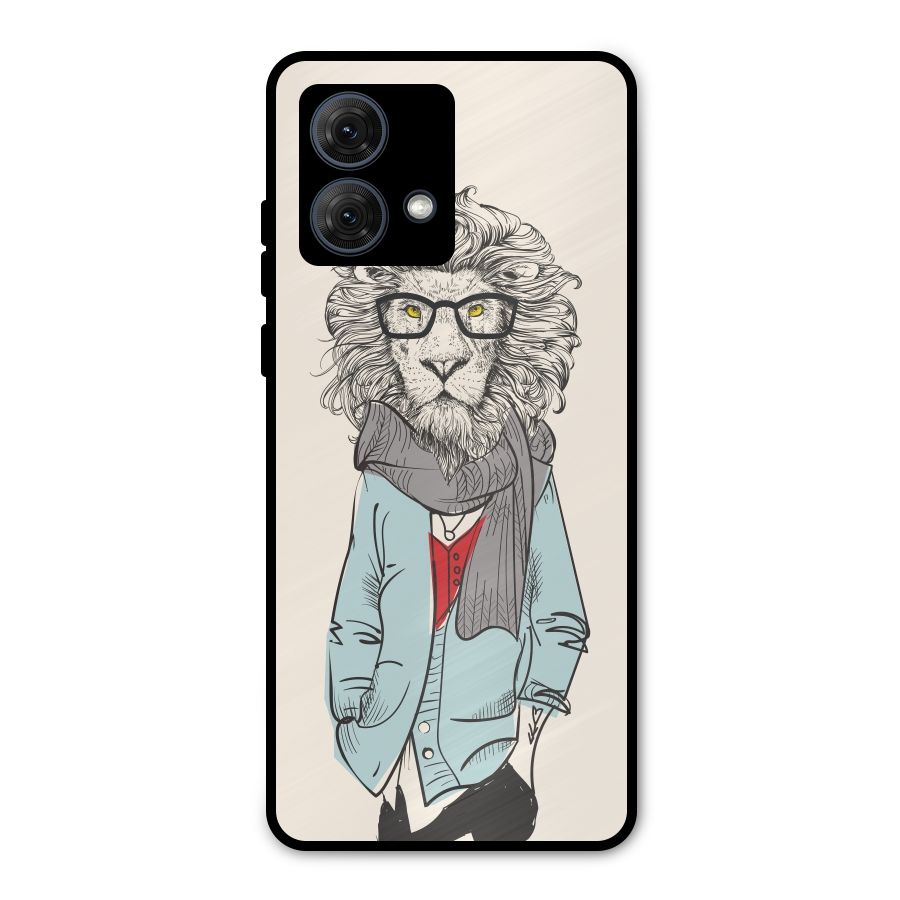 Stylish Lion Metal Back Case for Moto G84
