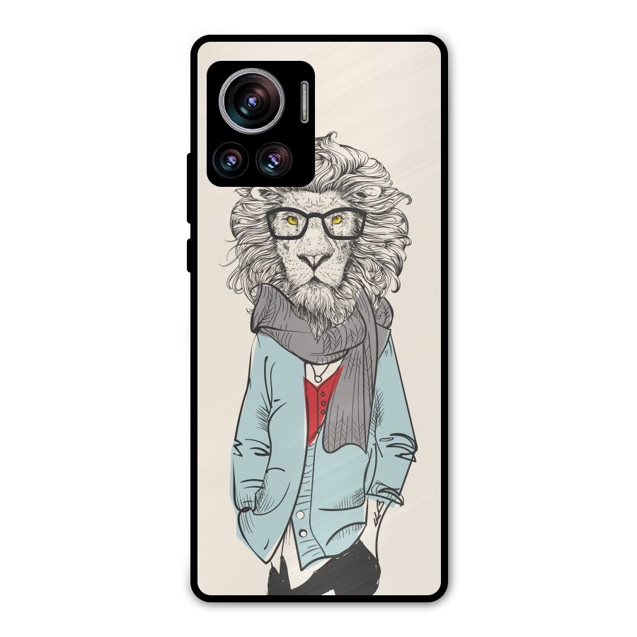 Stylish Lion Metal Back Case for Motorola Edge 30 Ultra