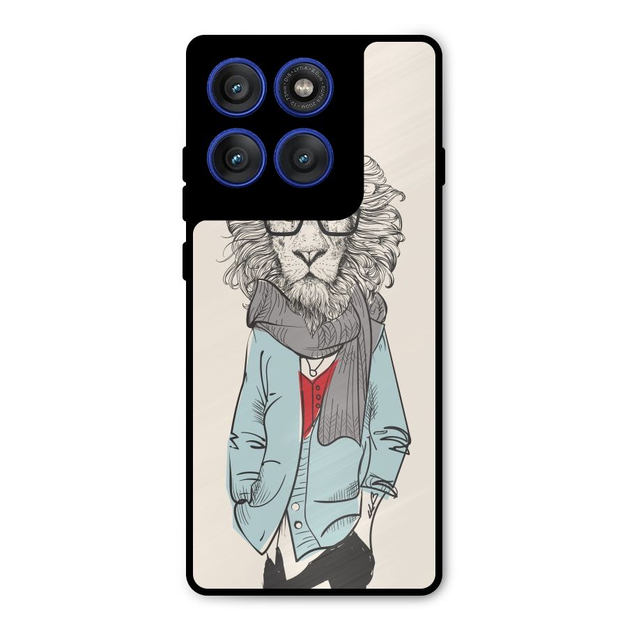 Stylish Lion Metal Back Case for Motorola Edge 60 Pro