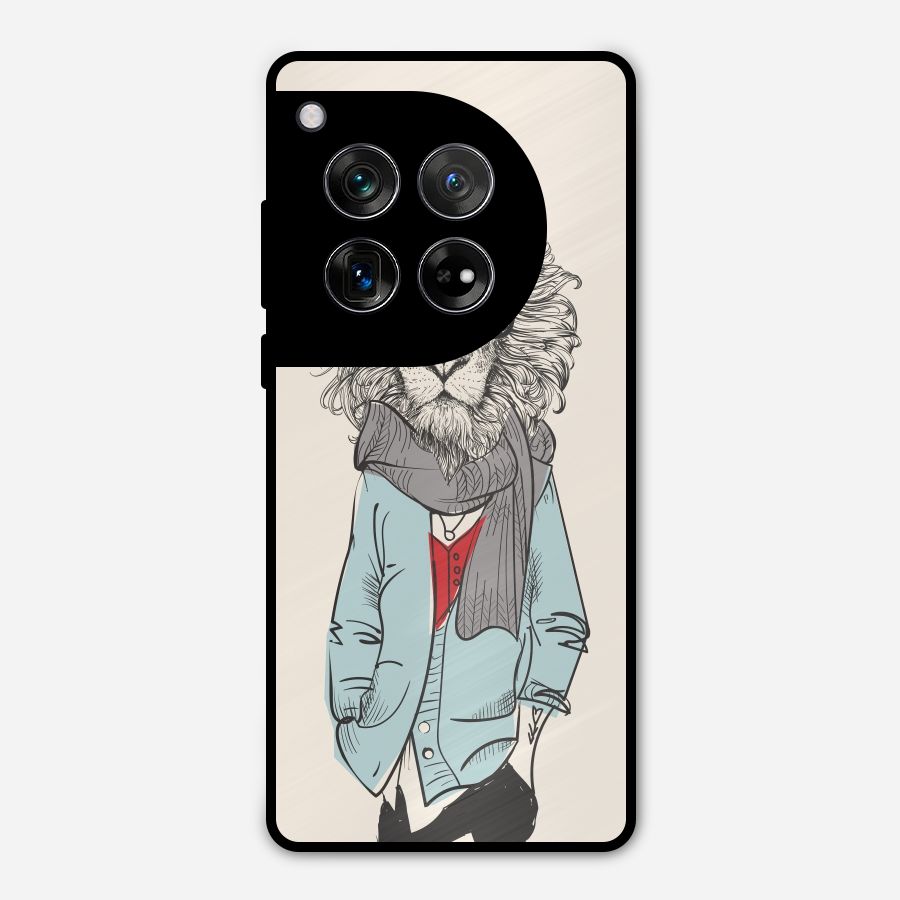 Stylish Lion Metal Back Case for OnePlus 12