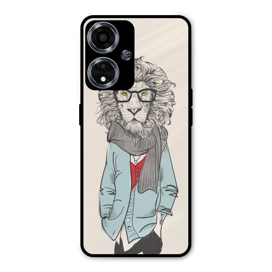 Stylish Lion Metal Back Case for Oppo A59