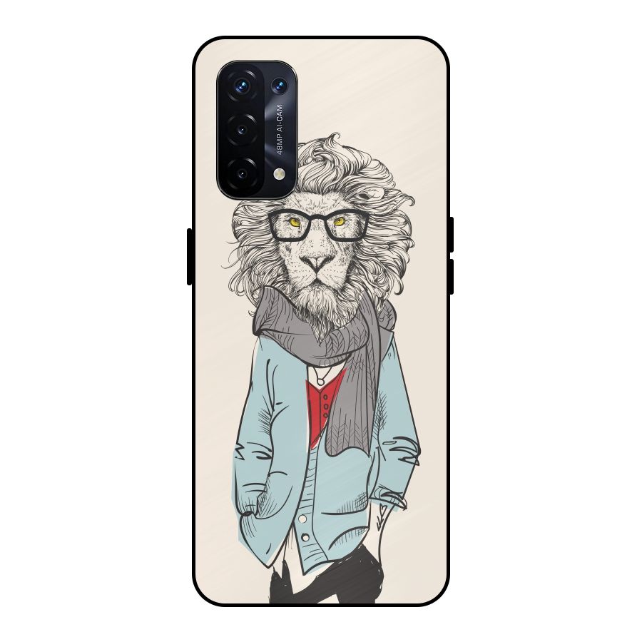 Stylish Lion Metal Back Case for Oppo A74 5G