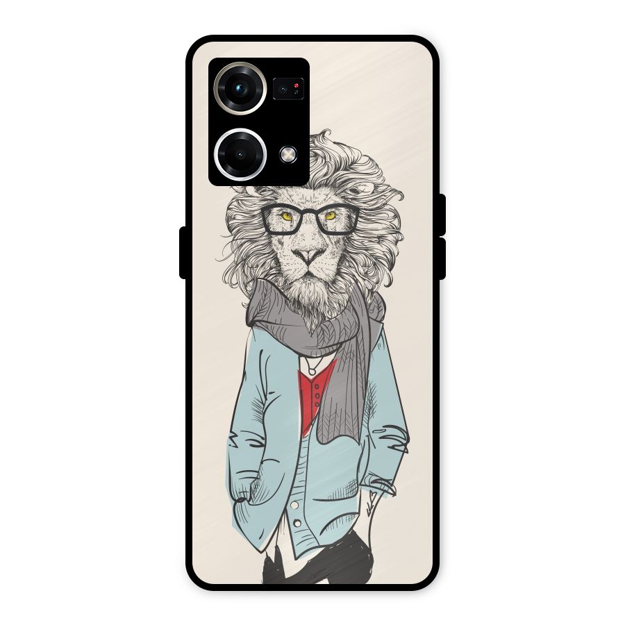 Stylish Lion Metal Back Case for Oppo F21 Pro 4G
