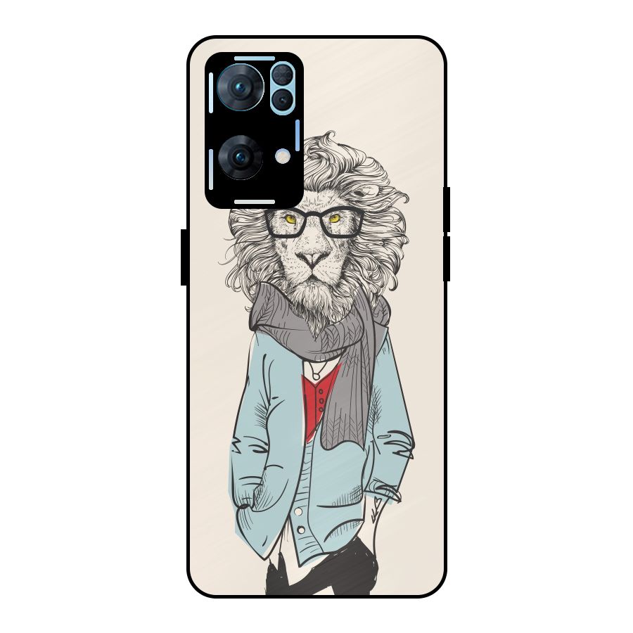 Stylish Lion Metal Back Case for Oppo Reno7 Pro 5G