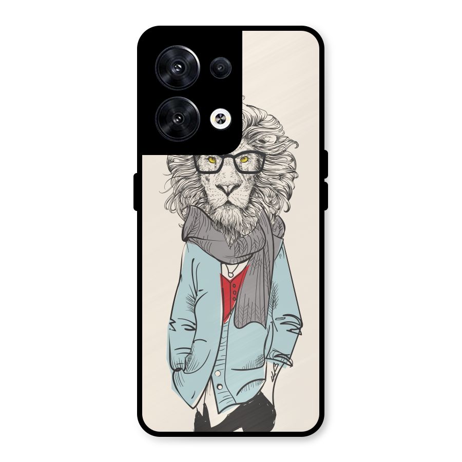 Stylish Lion Metal Back Case for Oppo Reno8 5G