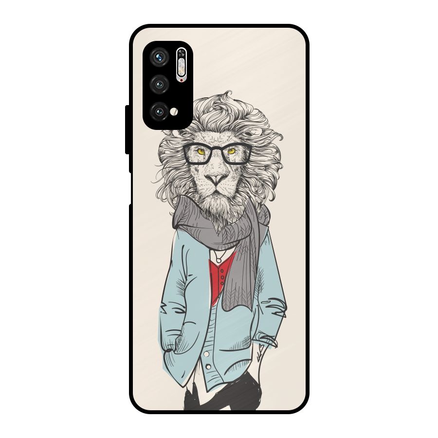 Stylish Lion Metal Back Case for Poco M3 Pro 5G