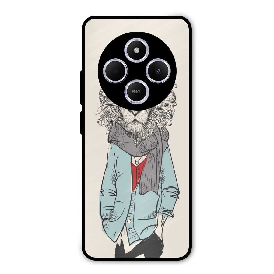 Stylish Lion Metal Back Case for Poco M7