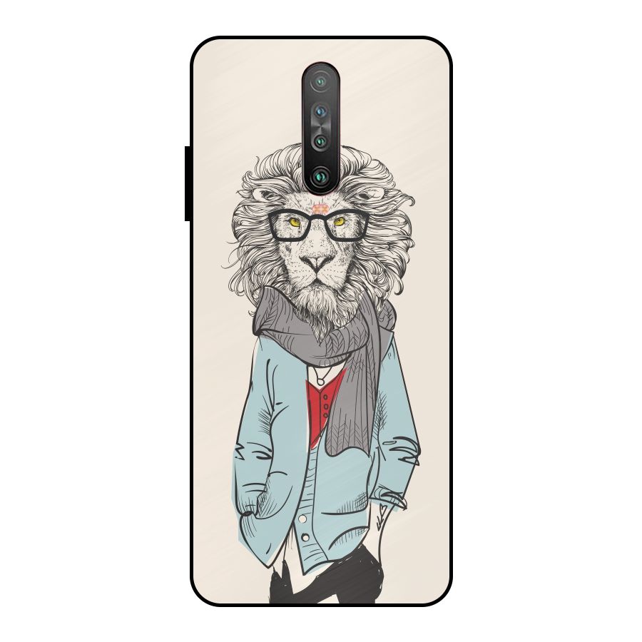 Stylish Lion Metal Back Case for Poco X2