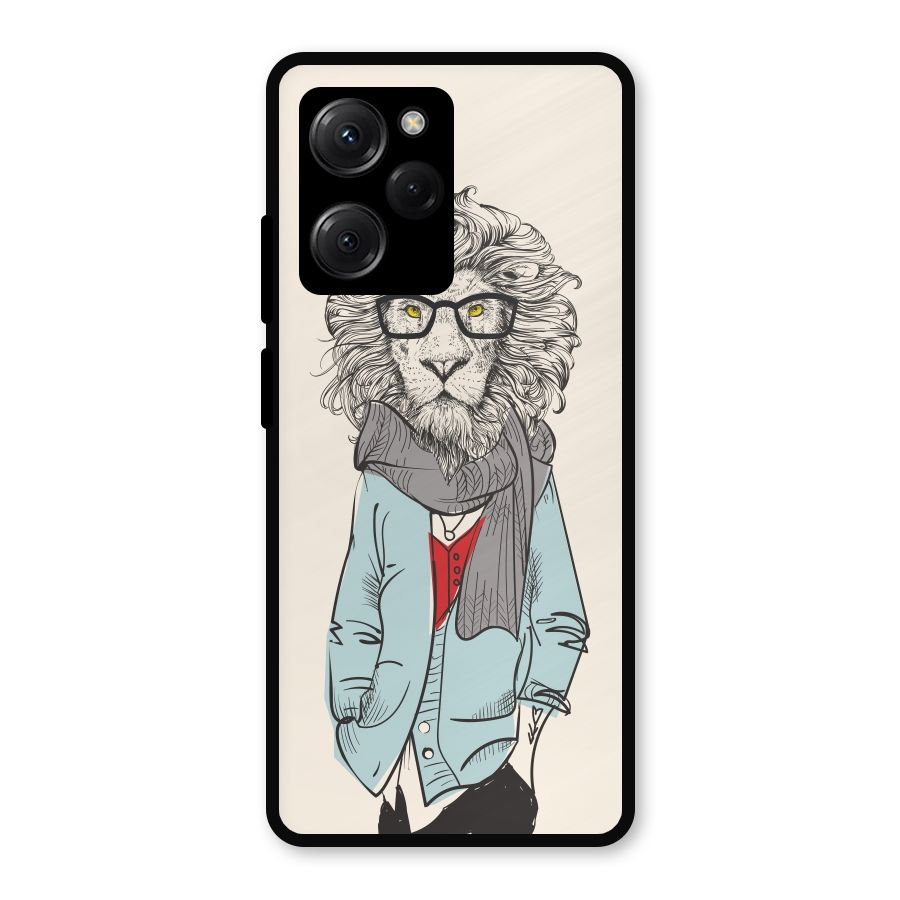 Stylish Lion Metal Back Case for Poco X5 Pro