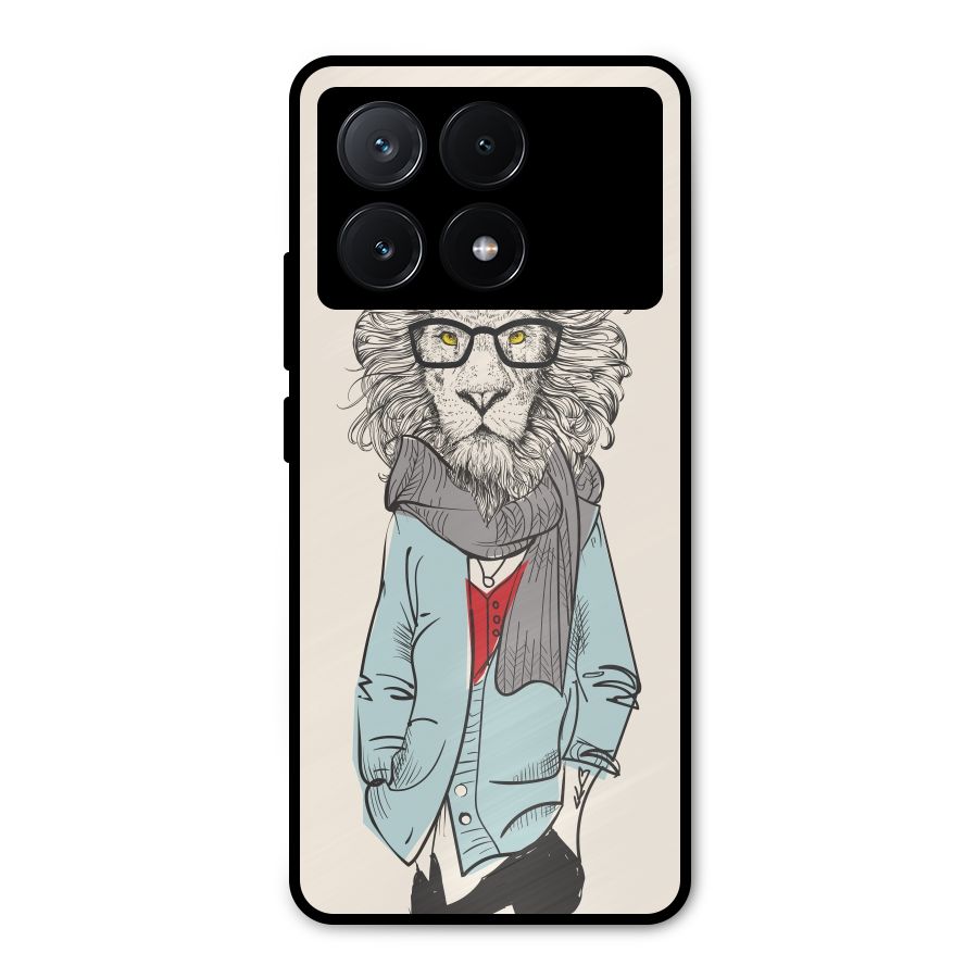Stylish Lion Metal Back Case for Poco X6 Pro