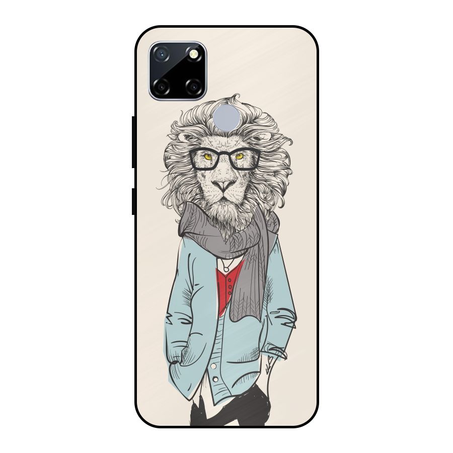 Stylish Lion Metal Back Case for Realme Narzo 20