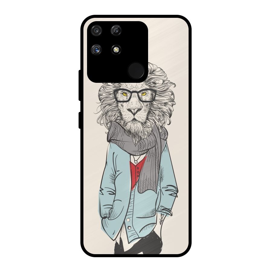 Stylish Lion Metal Back Case for Realme Narzo 50A