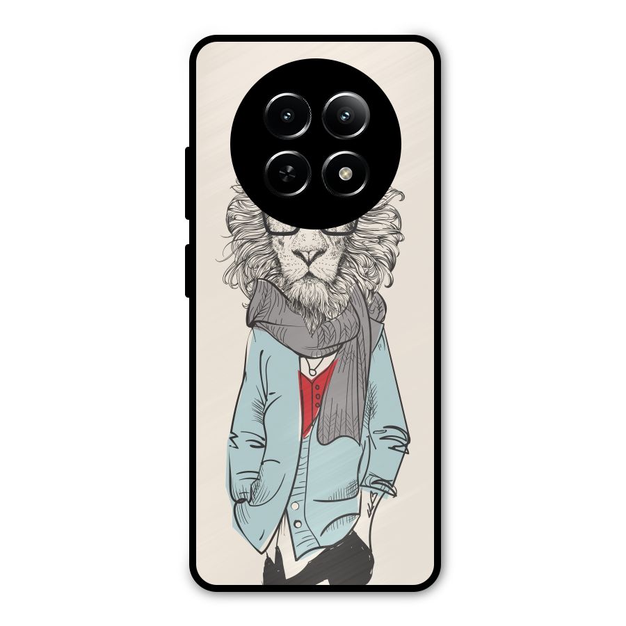 Stylish Lion Metal Back Case for Realme Narzo 70x 5G