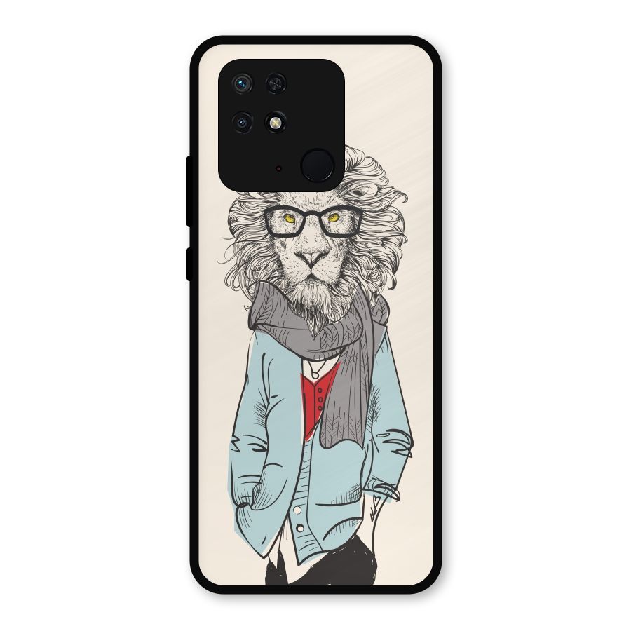 Stylish Lion Metal Back Case for Redmi 10 Power