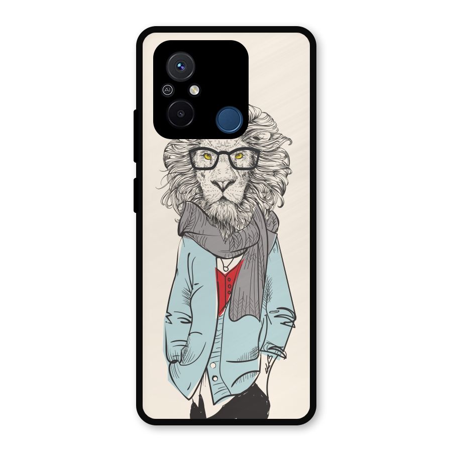 Stylish Lion Metal Back Case for Redmi 12C