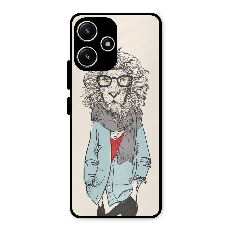 Stylish Lion Metal Back Case for Redmi 12 5G