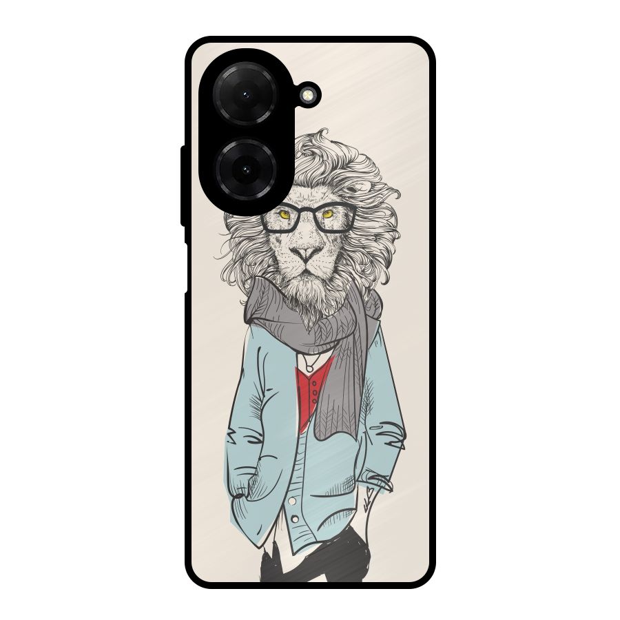 Stylish Lion Metal Back Case for Redmi A5 4G