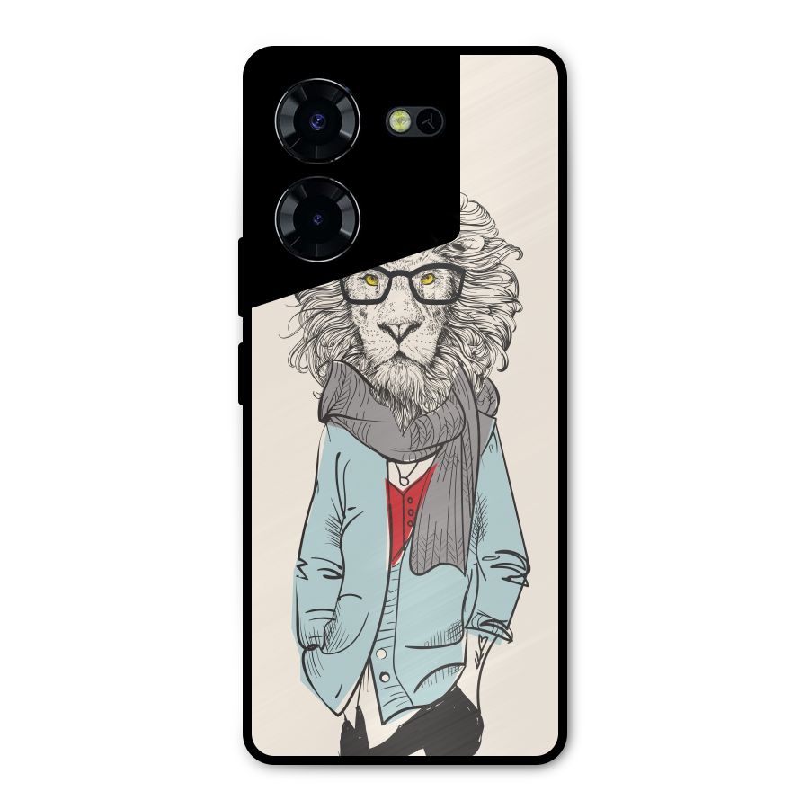 Stylish Lion Metal Back Case for Tecno Pova 5 Pro 5G
