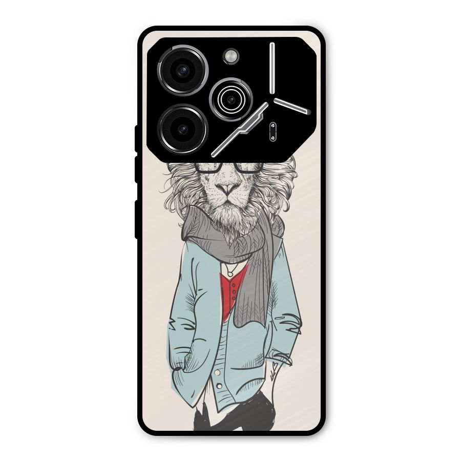 Stylish Lion Metal Back Case for Tecno Pova 6 Pro