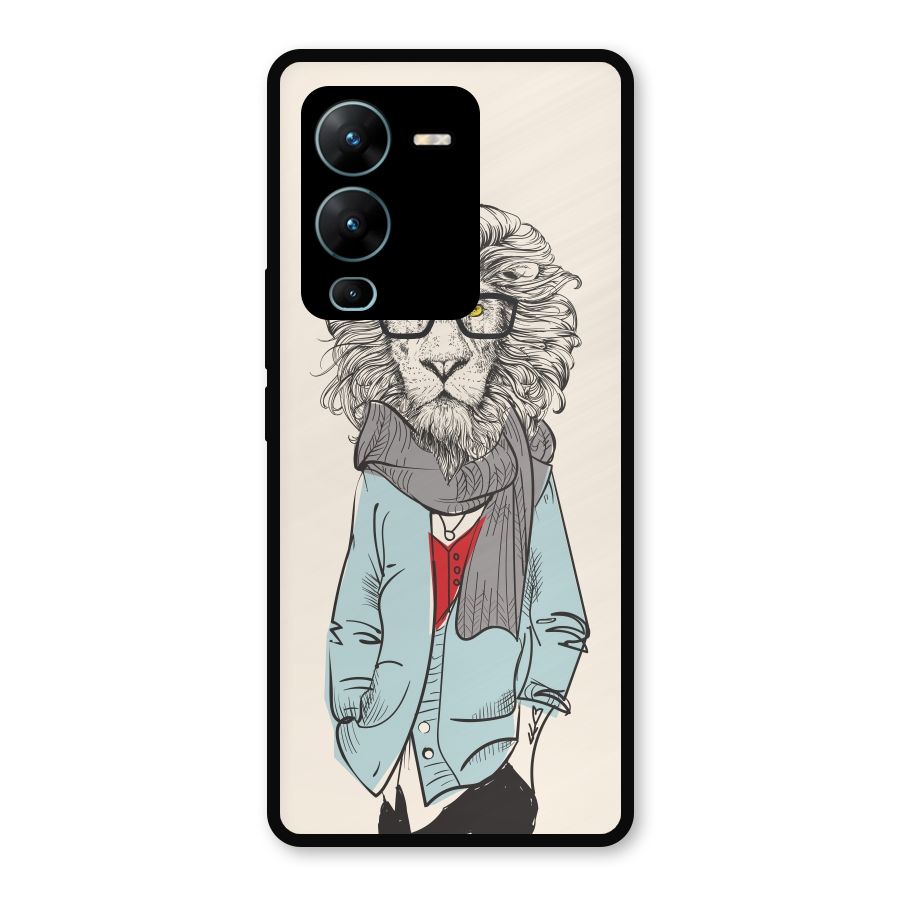 Stylish Lion Metal Back Case for Vivo V25 Pro