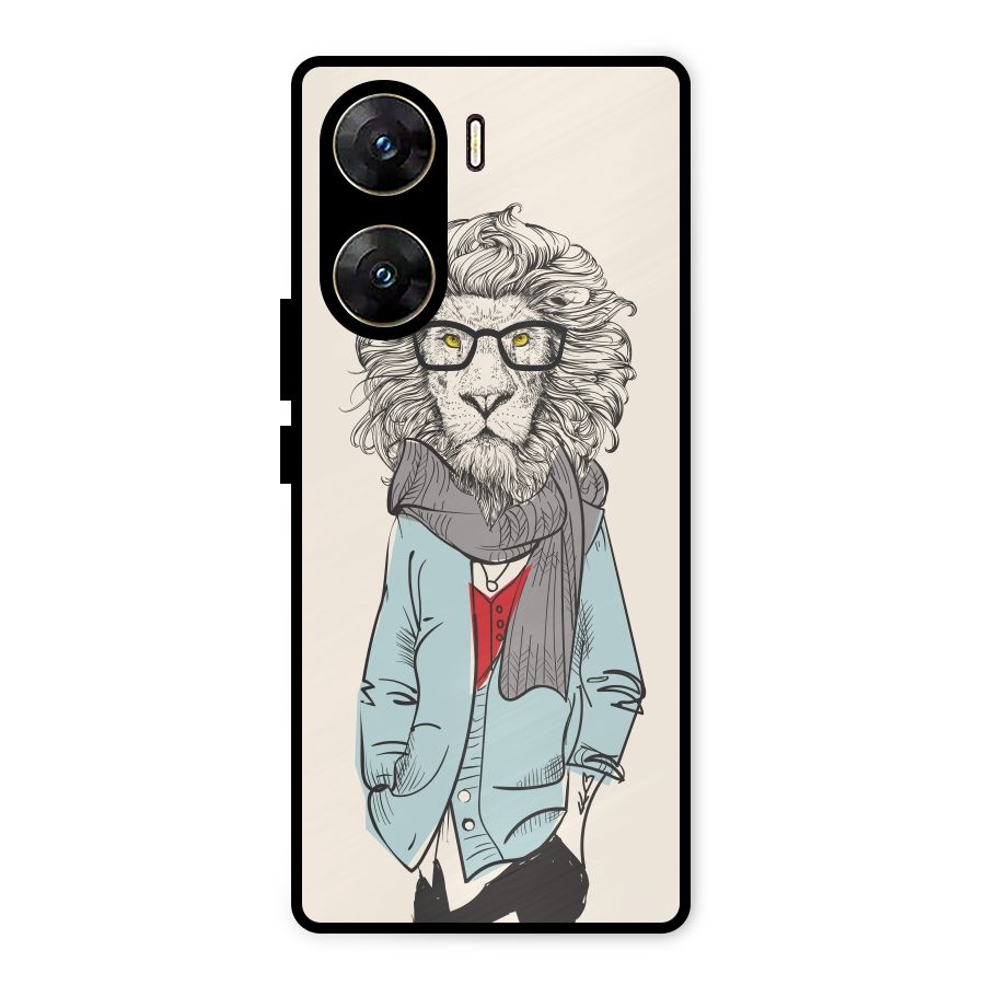 Stylish Lion Metal Back Case for Vivo V29e