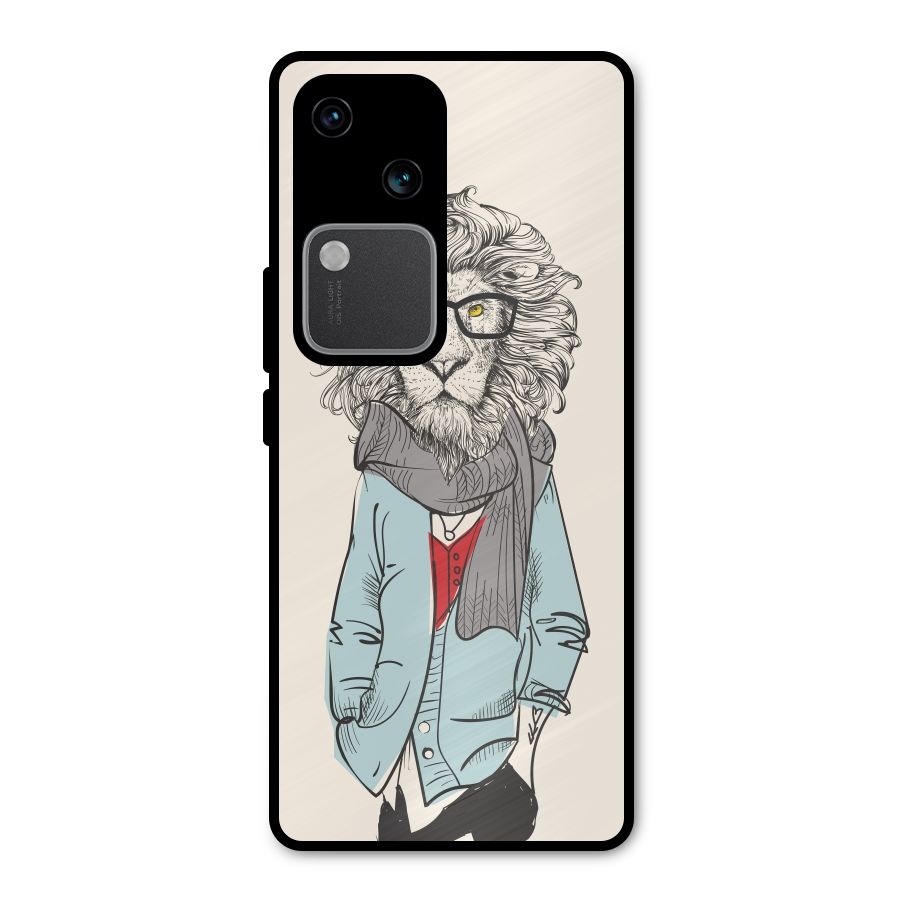 Stylish Lion Metal Back Case for Vivo V30