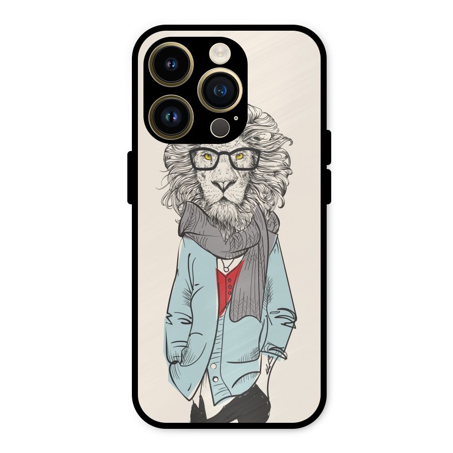 Stylish Lion Metal Back Case for iPhone 14 Pro