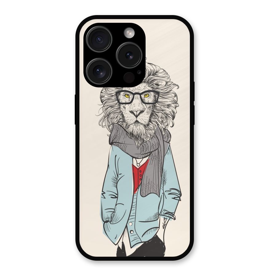 Stylish Lion Metal Back Case for iPhone 15 Pro