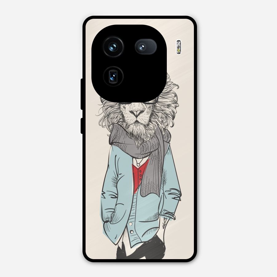 Stylish Lion Metal Back Case for iQOO 12