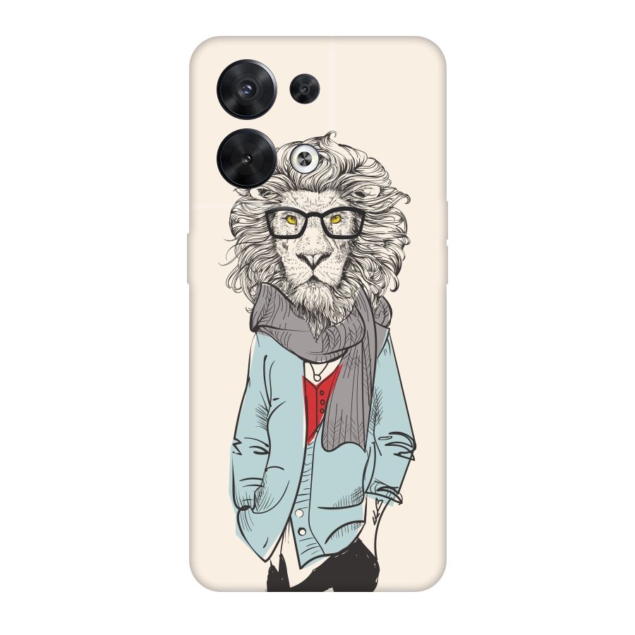 Stylish Lion Original Polycarbonate Back Case for Oppo Reno8 5G