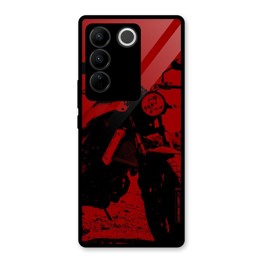 Stylish Ride Red Glass Back Case for Vivo V27 Pro