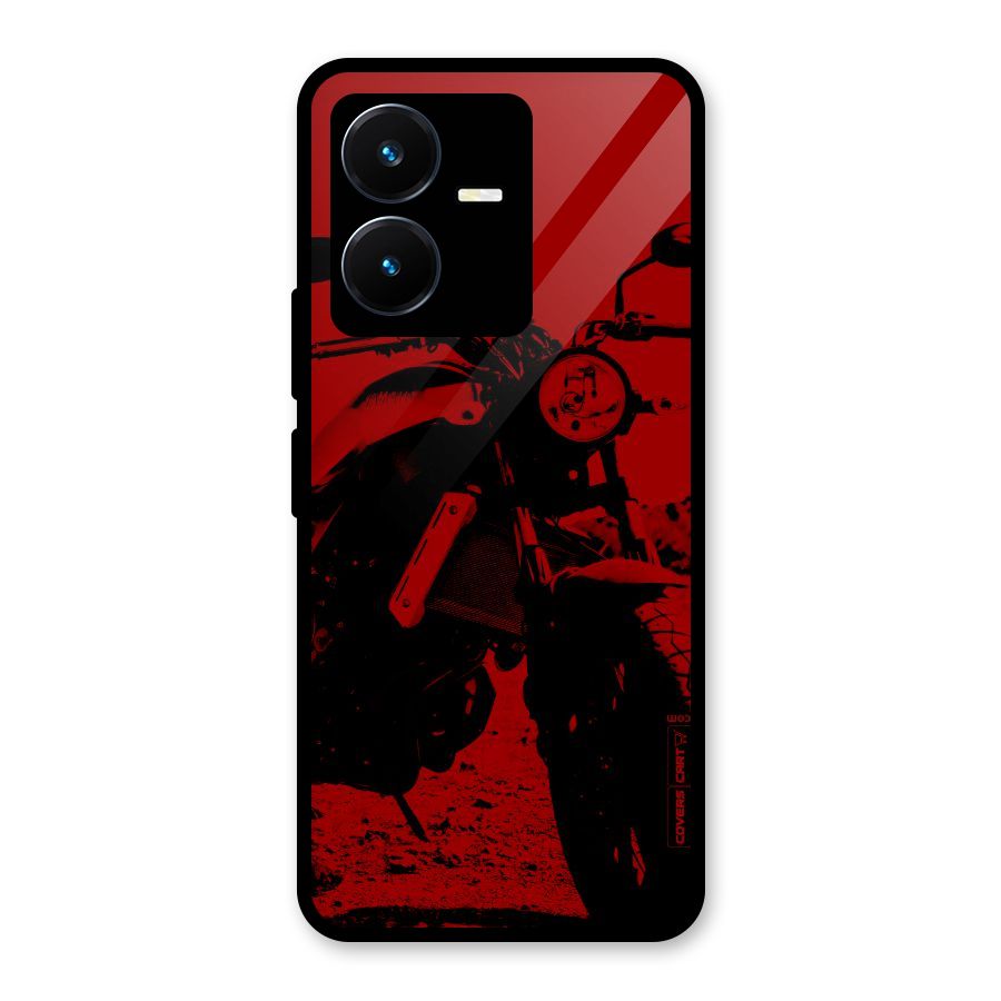 Stylish Ride Red Glass Back Case for Vivo Y22s