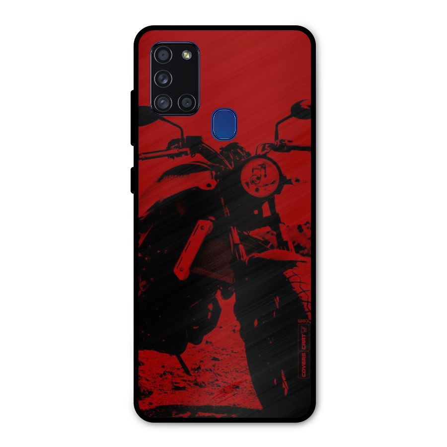 Stylish Ride Red Metal Back Case for Galaxy A21s