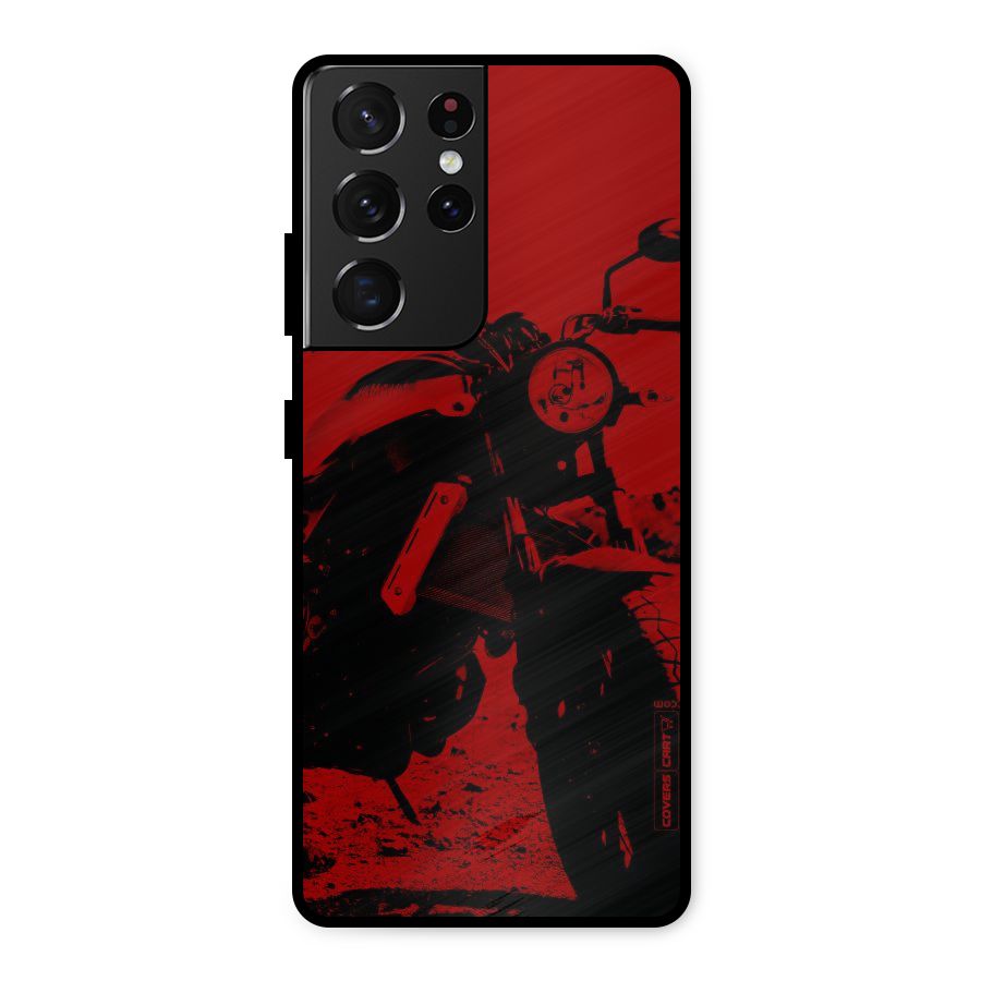 Stylish Ride Red Metal Back Case for Galaxy S21 Ultra 5G