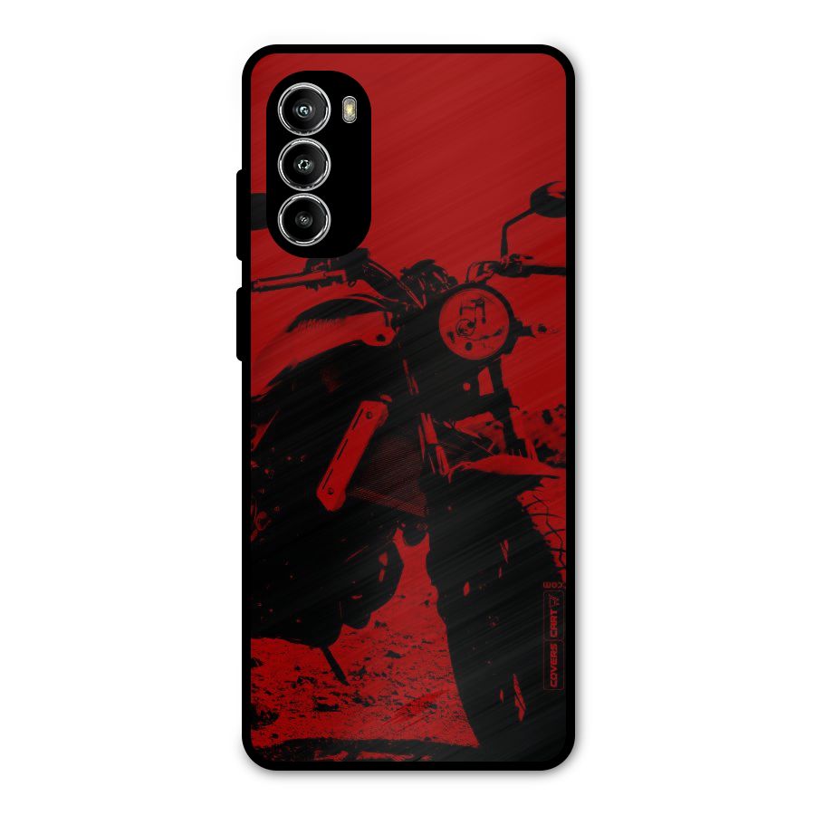 Stylish Ride Red Metal Back Case for Moto G52