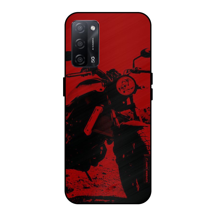 Stylish Ride Red Metal Back Case for Oppo A53s 5G