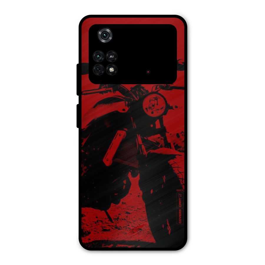 Stylish Ride Red Metal Back Case for Poco M4 Pro 4G