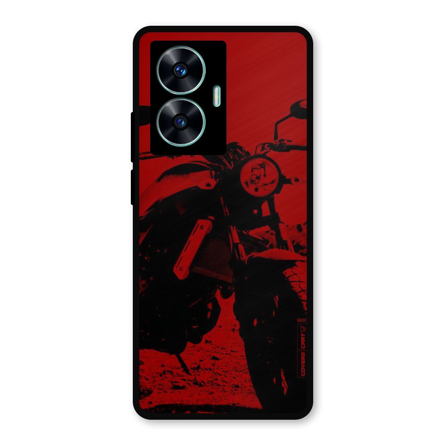 Stylish Ride Red Metal Back Case for Realme Narzo N55