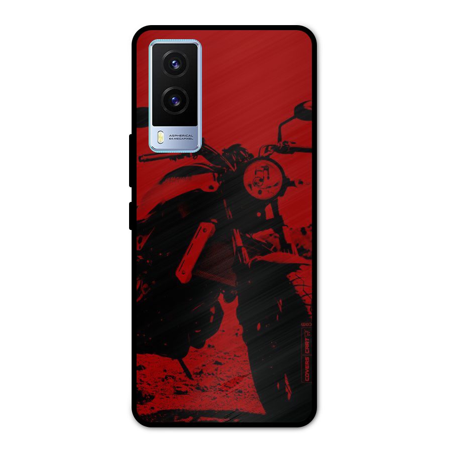 Stylish Ride Red Metal Back Case for Vivo V21e 5G