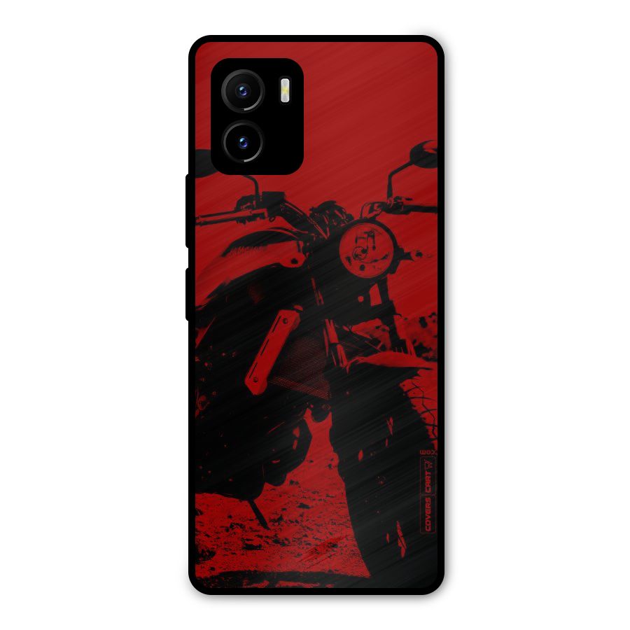 Stylish Ride Red Metal Back Case for Vivo Y15s