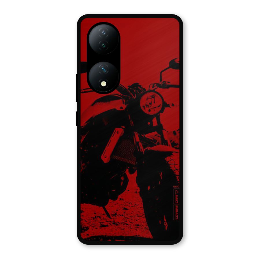 Stylish Ride Red Metal Back Case for iQOO Z7s