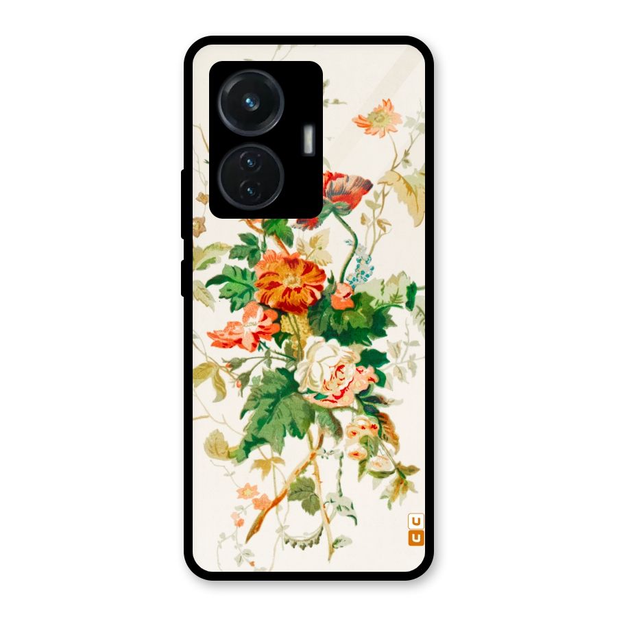 Summer Floral Glass Back Case for Vivo T1 44W