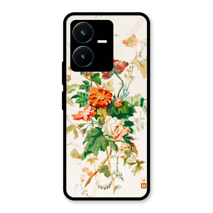 Summer Floral Glass Back Case for Vivo Y22s