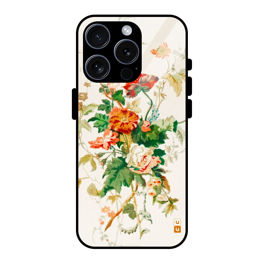 Summer Floral Glass Back Case for iPhone 15 Pro