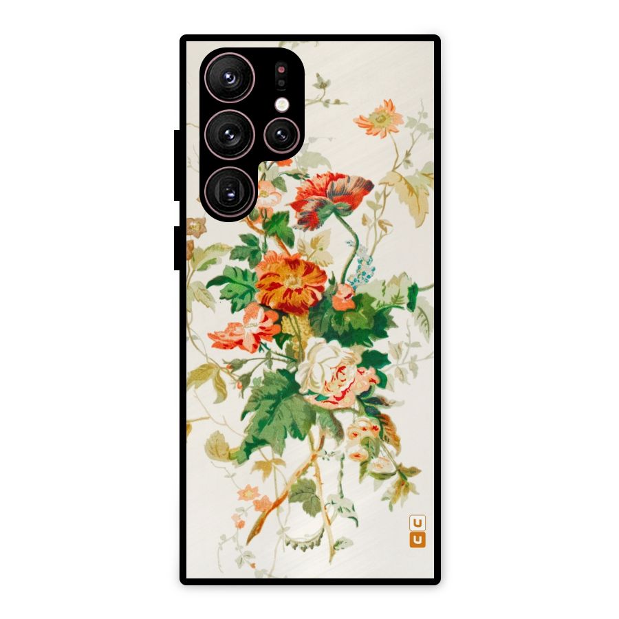 Summer Floral Metal Back Case for Galaxy S22 Ultra 5G